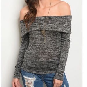 Charcoal grey off the shoulder sweater EUC